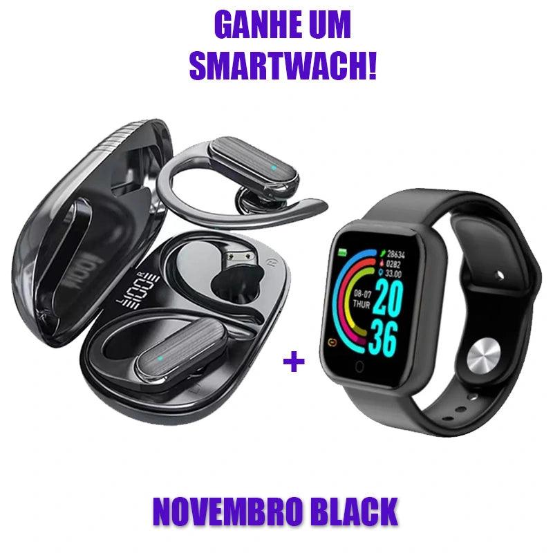 Fone de Ouvido TechBass Pro® + Smartwatch Brinde exclusivo!